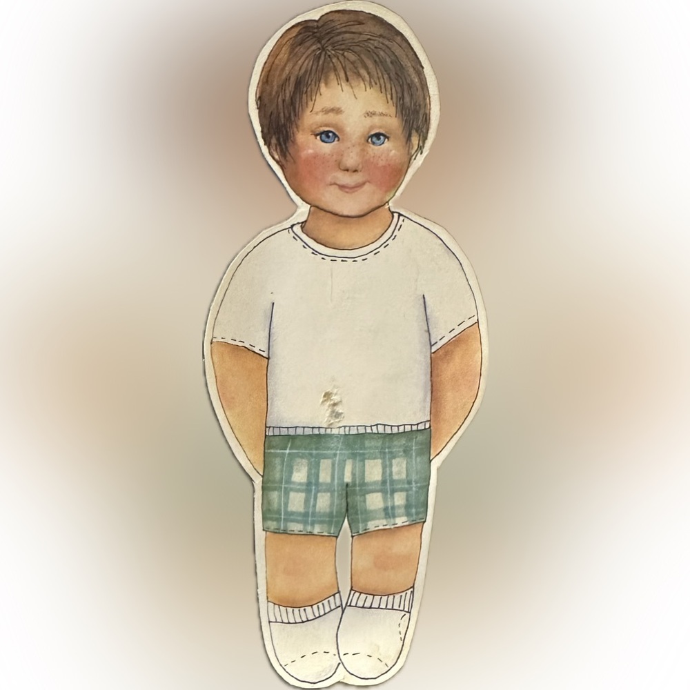 VTG MAGNETIC PAPER DOLLS LITTLE BOY W/CLOTHES REFRIGERATOR PLAY COLLECTIBLE DOLL